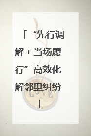 “先行调解＋当场履行”高效化解邻里纠纷