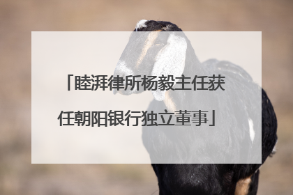 睦湃律所杨毅主任获任朝阳银行独立董事