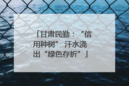 甘肃民勤：“信用种树” 汗水浇出“绿色存折”