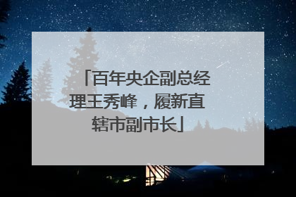 百年央企副总经理王秀峰，履新直辖市副市长