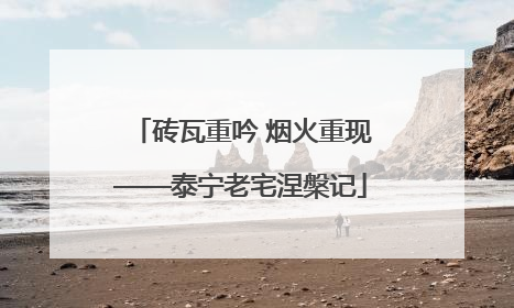 砖瓦重吟 烟火重现——泰宁老宅涅槃记