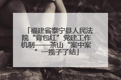福建省泰宁县人民法院“背包红”党建工作机制——茶山“案中案”一揽子了结