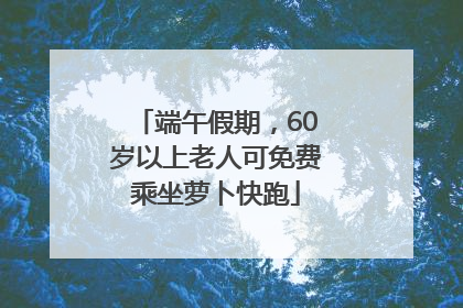 端午假期，60岁以上老人可免费乘坐萝卜快跑