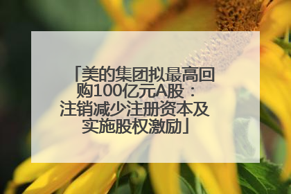美的集团拟最高回购100亿元A股：注销减少注册资本及实施股权激励
