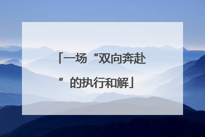 一场“双向奔赴”的执行和解