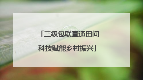 三级包联直通田间 科技赋能乡村振兴