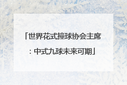 世界花式撞球协会主席：中式九球未来可期