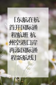 东航在杭首开国际通程航班 杭州空港口岸再添国际通程新航线