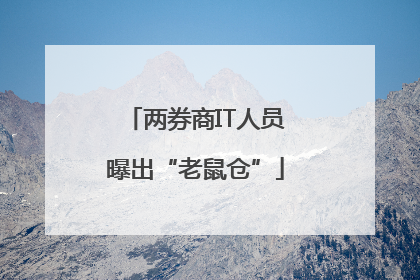 两券商IT人员曝出“老鼠仓”