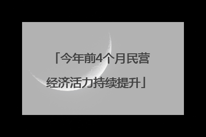 今年前4个月民营经济活力持续提升