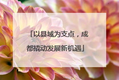 以县域为支点，成都撬动发展新机遇