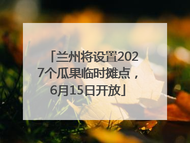 兰州将设置2027个瓜果临时摊点，6月15日开放