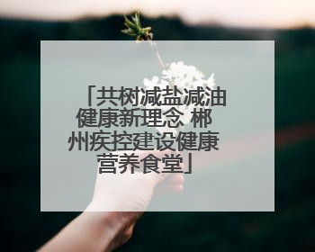 共树减盐减油健康新理念 郴州疾控建设健康营养食堂