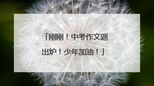 刚刚！中考作文题出炉！少年加油！