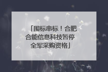 围标串标！合肥合能信息科技暂停全军采购资格