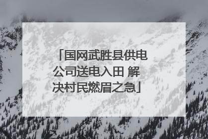 国网武胜县供电公司送电入田 解决村民燃眉之急