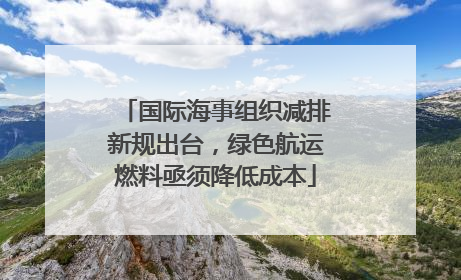 国际海事组织减排新规出台，绿色航运燃料亟须降低成本