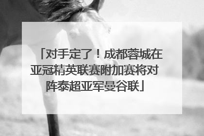 对手定了！成都蓉城在亚冠精英联赛附加赛将对阵泰超亚军曼谷联