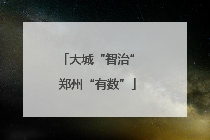 大城“智治” 郑州“有数”