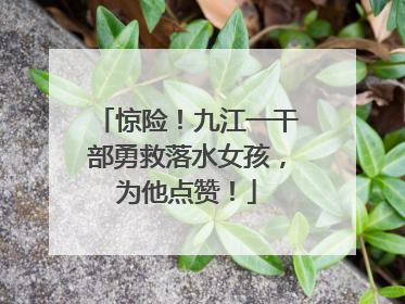 惊险！九江一干部勇救落水女孩，为他点赞！