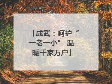 成武：呵护“一老一小” 温暖千家万户