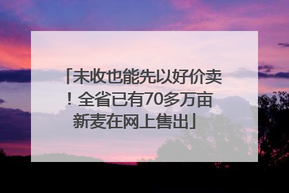 未收也能先以好价卖！全省已有70多万亩新麦在网上售出