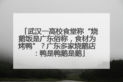 武汉一高校食堂称“烧鹅饭是广东俗称，食材为烤鸭”？广东多家烧鹅店：鸭是鸭鹅是鹅
