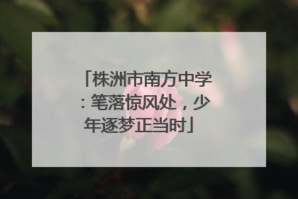 株洲市南方中学：笔落惊风处，少年逐梦正当时