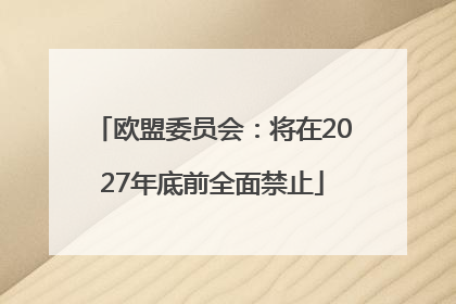 欧盟委员会：将在2027年底前全面禁止