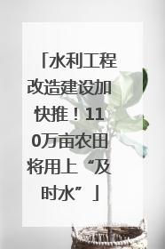 水利工程改造建设加快推！110万亩农田将用上“及时水”