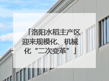 洛阳水稻主产区迎来规模化、机械化“二次变革”