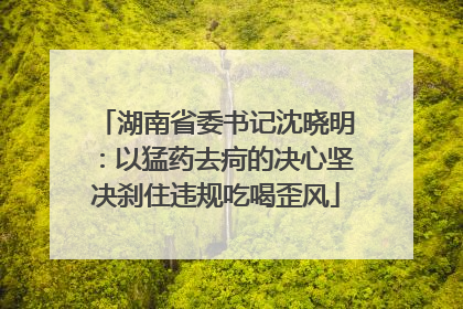 湖南省委书记沈晓明：以猛药去疴的决心坚决刹住违规吃喝歪风