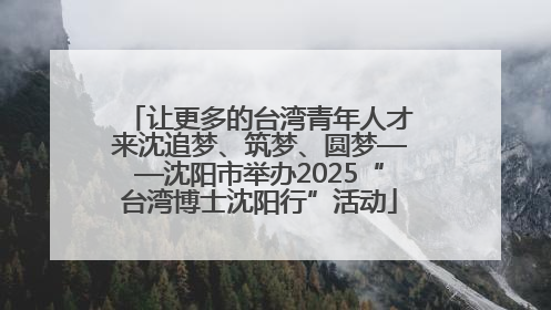 让更多的台湾青年人才来沈追梦、筑梦、圆梦——沈阳市举办2025“台湾博士沈阳行”活动