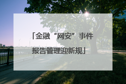 金融“网安”事件报告管理迎新规