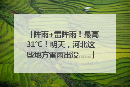 阵雨+雷阵雨！最高31℃！明天，河北这些地方雷雨出没……